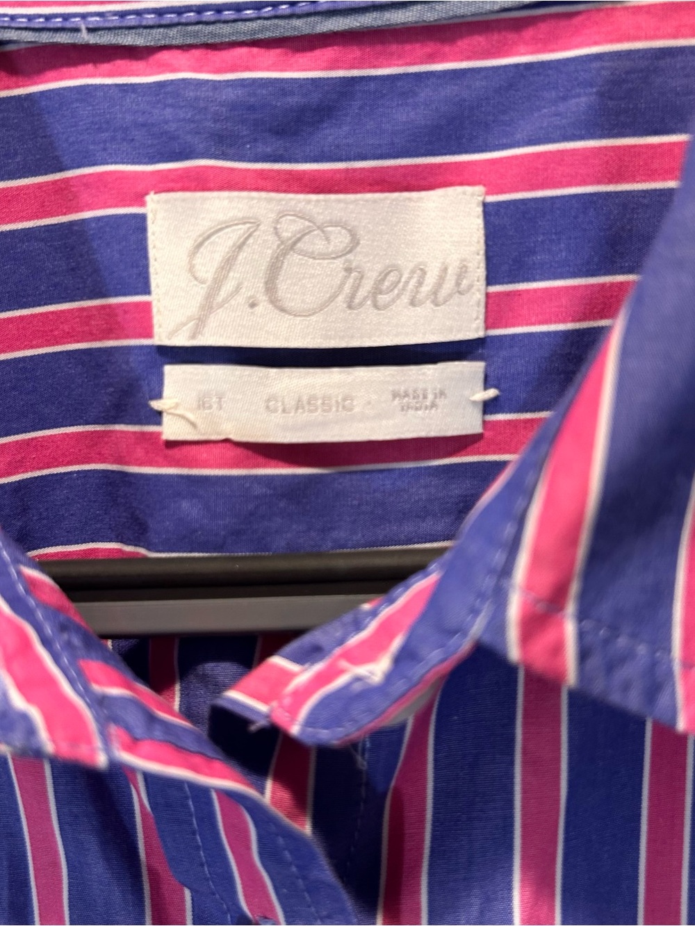 J.Crew Tall Striped Button-Down Cotton Shirtdress Blue Pink - Picture 2 of 12